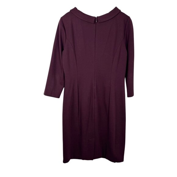 Talbots Career Midi Dress Plum High Neck Sheath 50s Modest Professional Size 12 - Picture 4 of 9